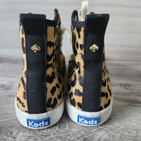 Kate Spade Keds X New York Kickstart High Top Leopard Sneakers Lace Shoes 7.5 - Picture 9 of 16